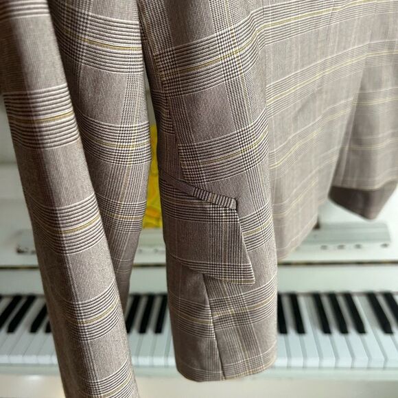 Y2K Cue Brown Plaid Blazer 10 - Picture 7 of 16